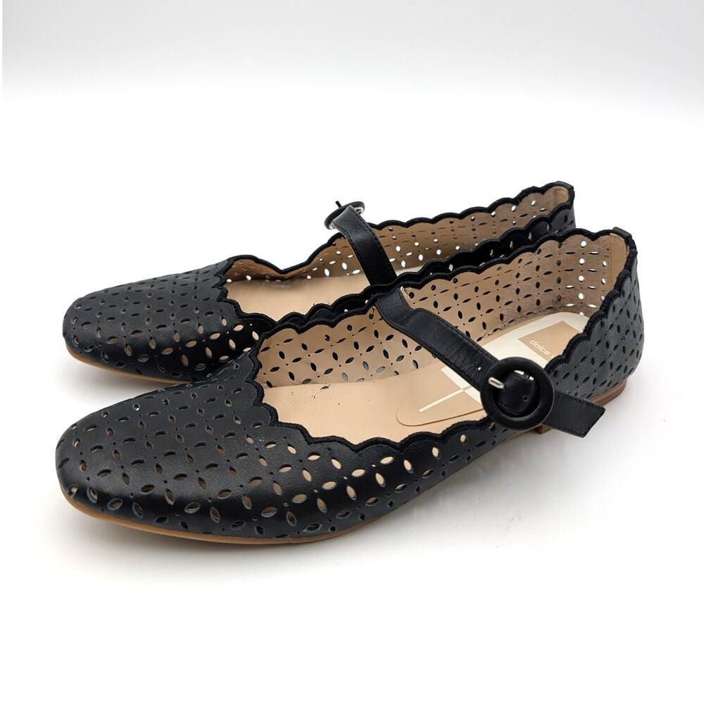 Dolce Vita Alexie Laser Cut Mary Jane Flats Women's Black Size US7.5 EU38